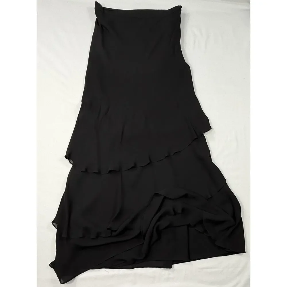 St. John Evening by Marie Gray, VTG Black Layered Silk Chiffon Dress Sz 2 - Picture 2 of 10